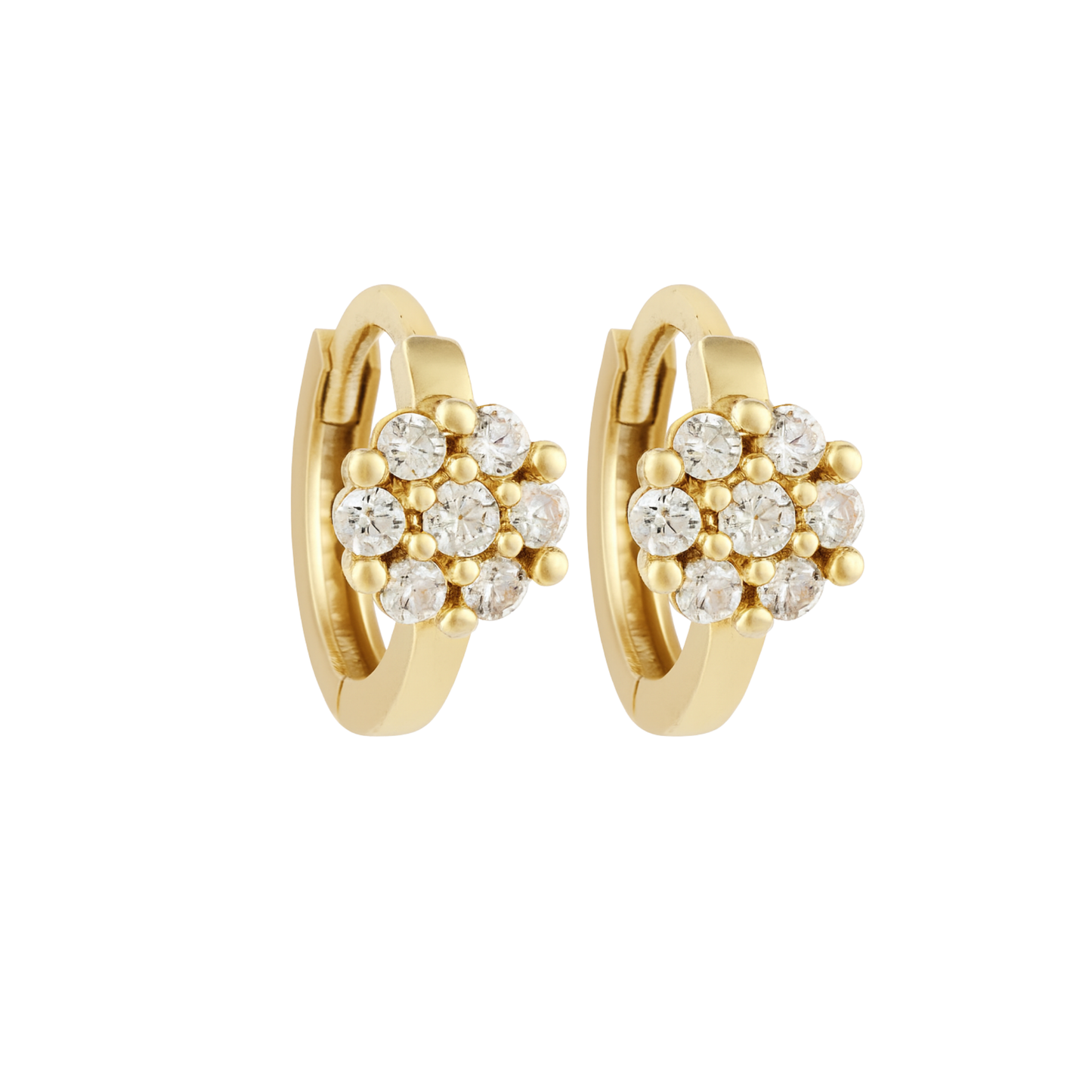 14K Gold Floral Gemstone Hoop Earrings – Qutahia Jewellery
