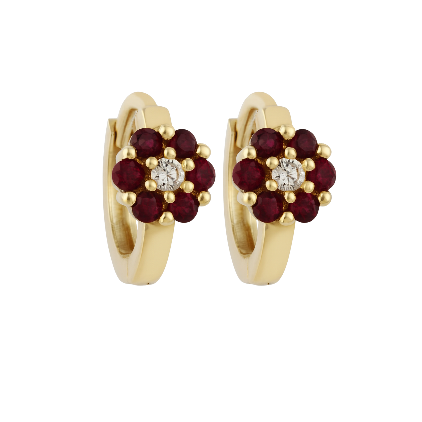 14K Gold Floral Gemstone Hoop Earrings – Qutahia Jewellery