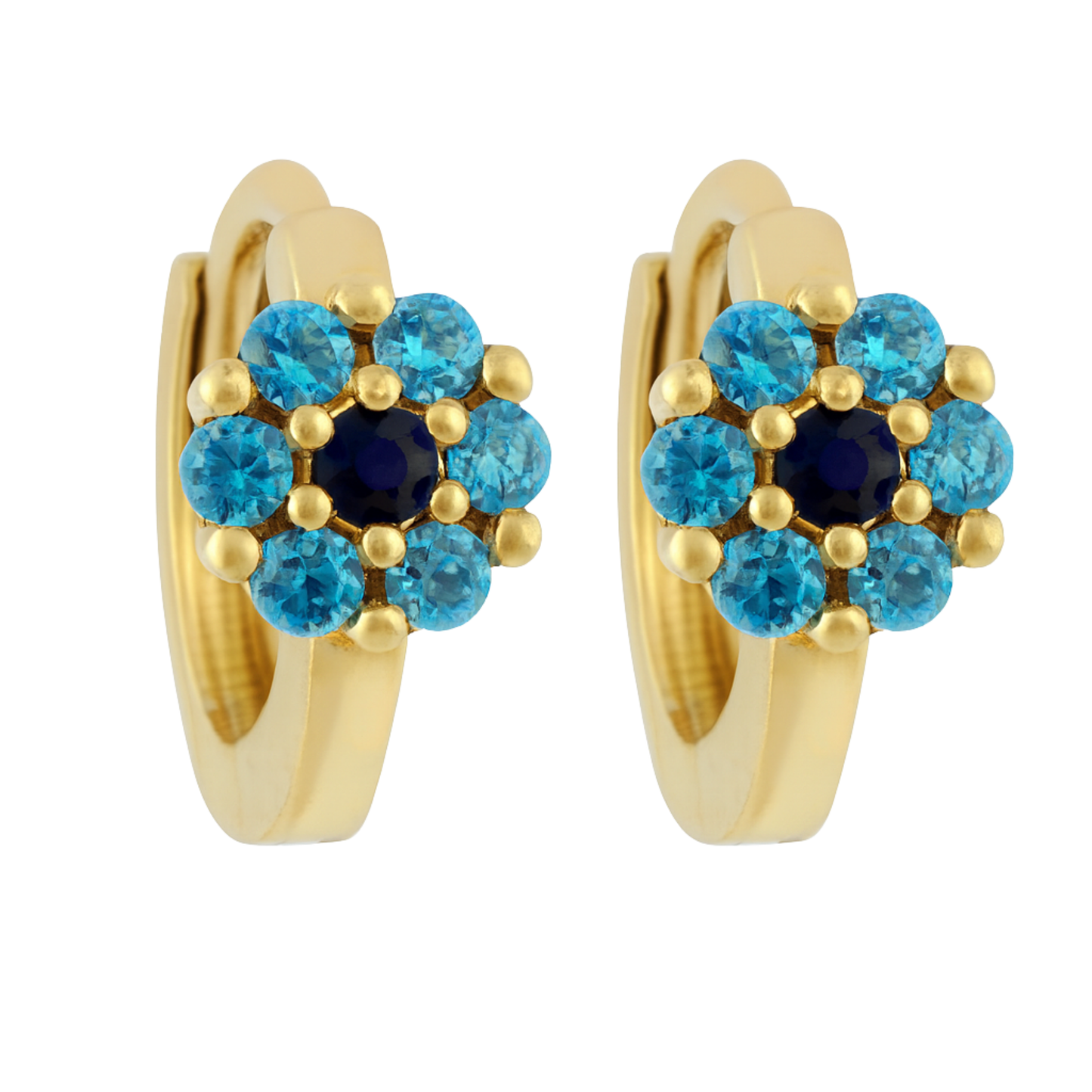 14K Gold Floral Gemstone Hoop Earrings – Qutahia Jewellery