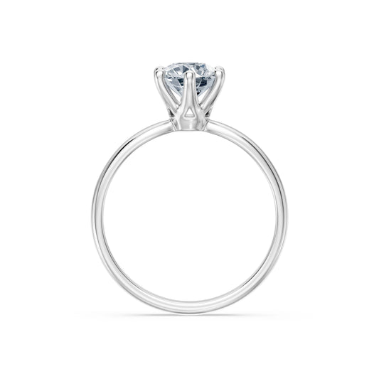 Round Brilliant Diamond Slim Solitaire Engagement Ring 1.0ct by Qutahia Jewellery
