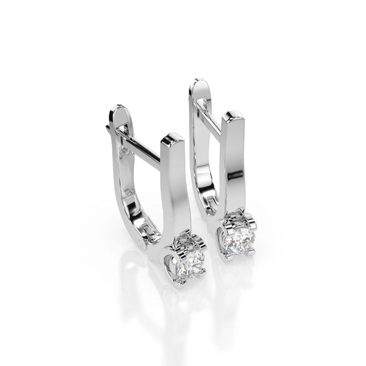 Solitaire English Lock Earring (Round), 0.3 ct — 102-10022(3.4)