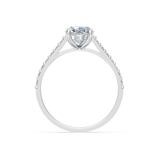 Oval Lab Grown Diamond Slim Pave Eternity Ring 1.5ct by Qutahia Jewellery
