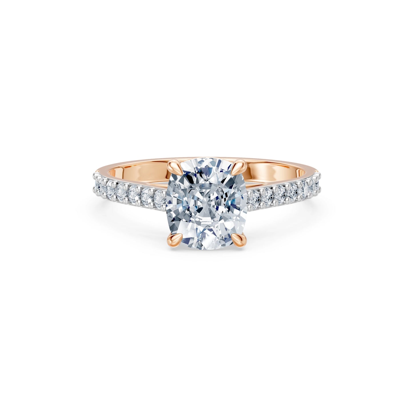 Cushion Lab Grown Diamond Slim Pave Eternity Ring 2.0ct by Qutahia Jewellery
