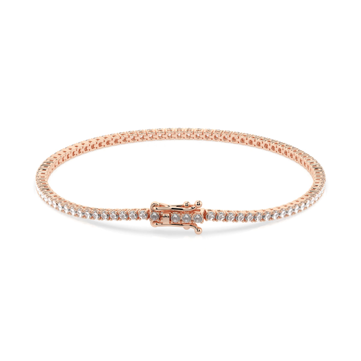 Lab created diamond tennis bracelet 0.8ct in solid gold, view 9, by Qutahia Jewelry