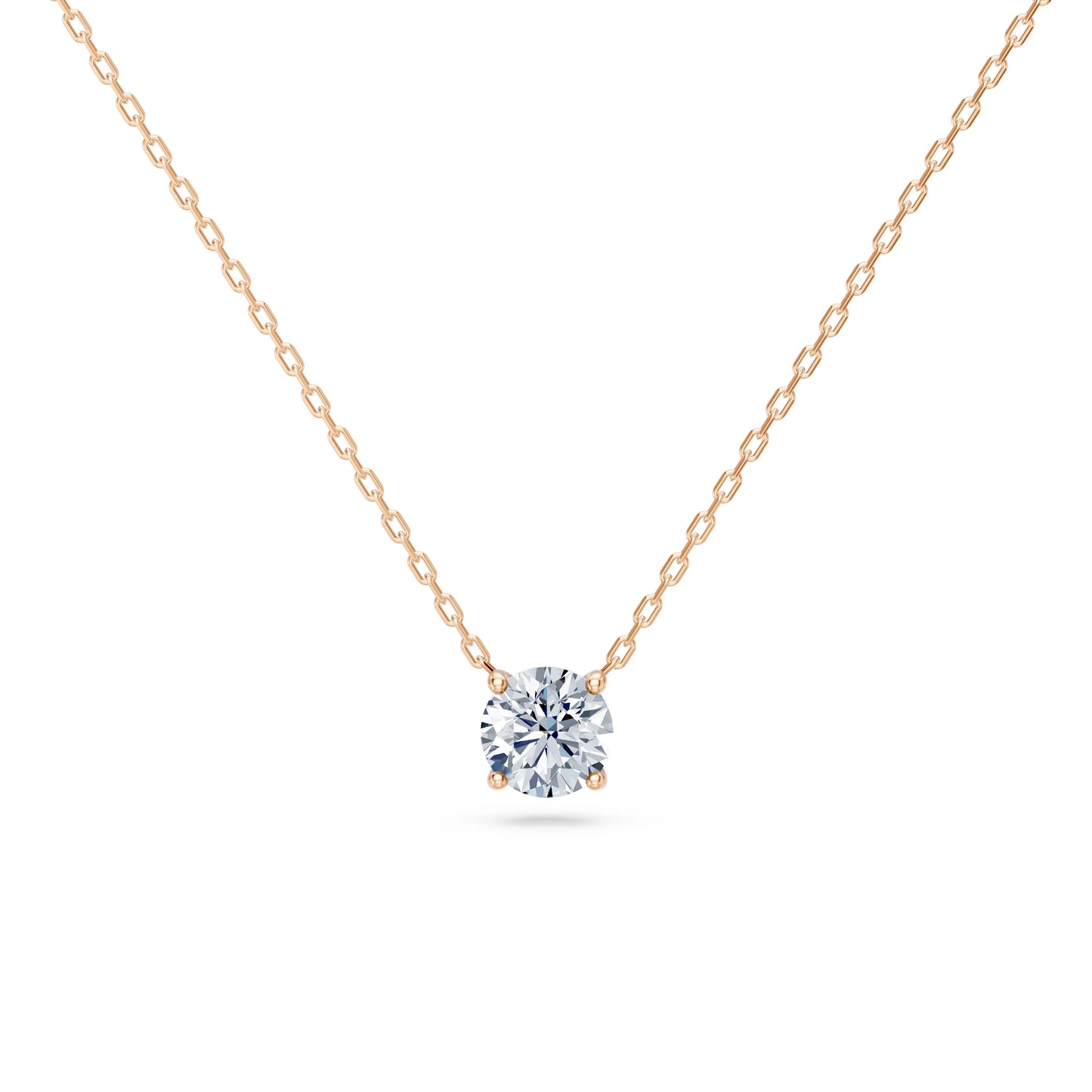 Round Brilliant Diamond Fine Solitaire Necklace 0.7ct by Qutahia Jewellery