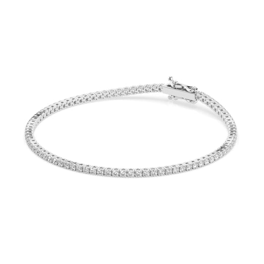 14k gold tennis bracelet 1.8ct with round diamonds, view 2, by Qutahia Jewelry