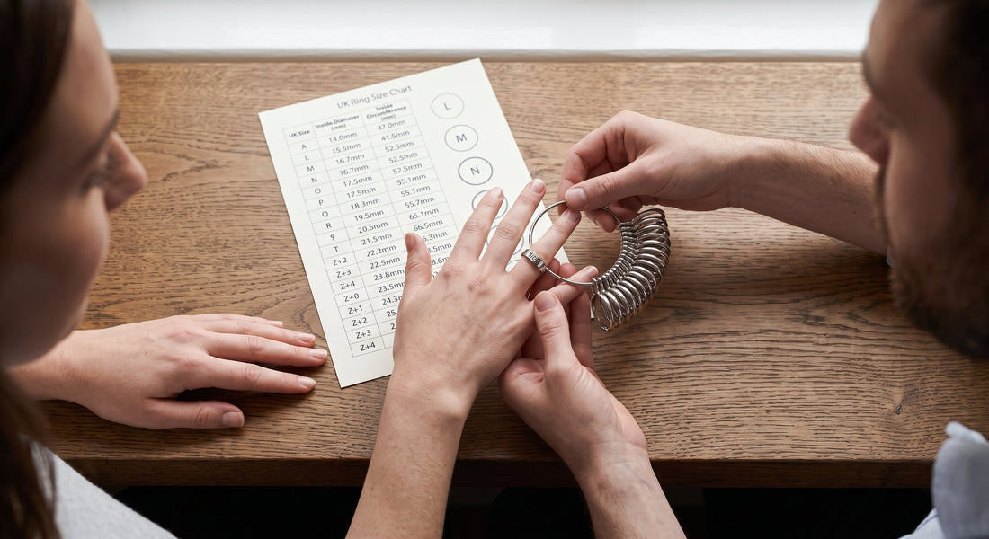 Measuring a ring size at home with a UK ring sizer tool