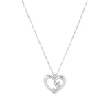 Qutahia Jewelry 14k solid yellow gold tiny heart pendant necklace with clear zircon accents on a delicate chain.