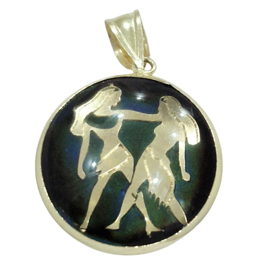 Gemini Zodiac Pendant | 14K Solid Gold Star Sign Necklace | Qutahia Jewellery