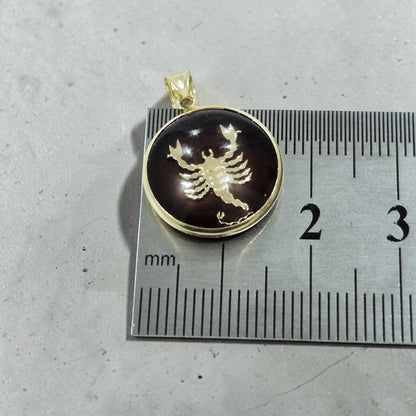 14K Scorpio Gold Zodiac Pendant | Changing Color Mood Stone | Qutahia Jewelry