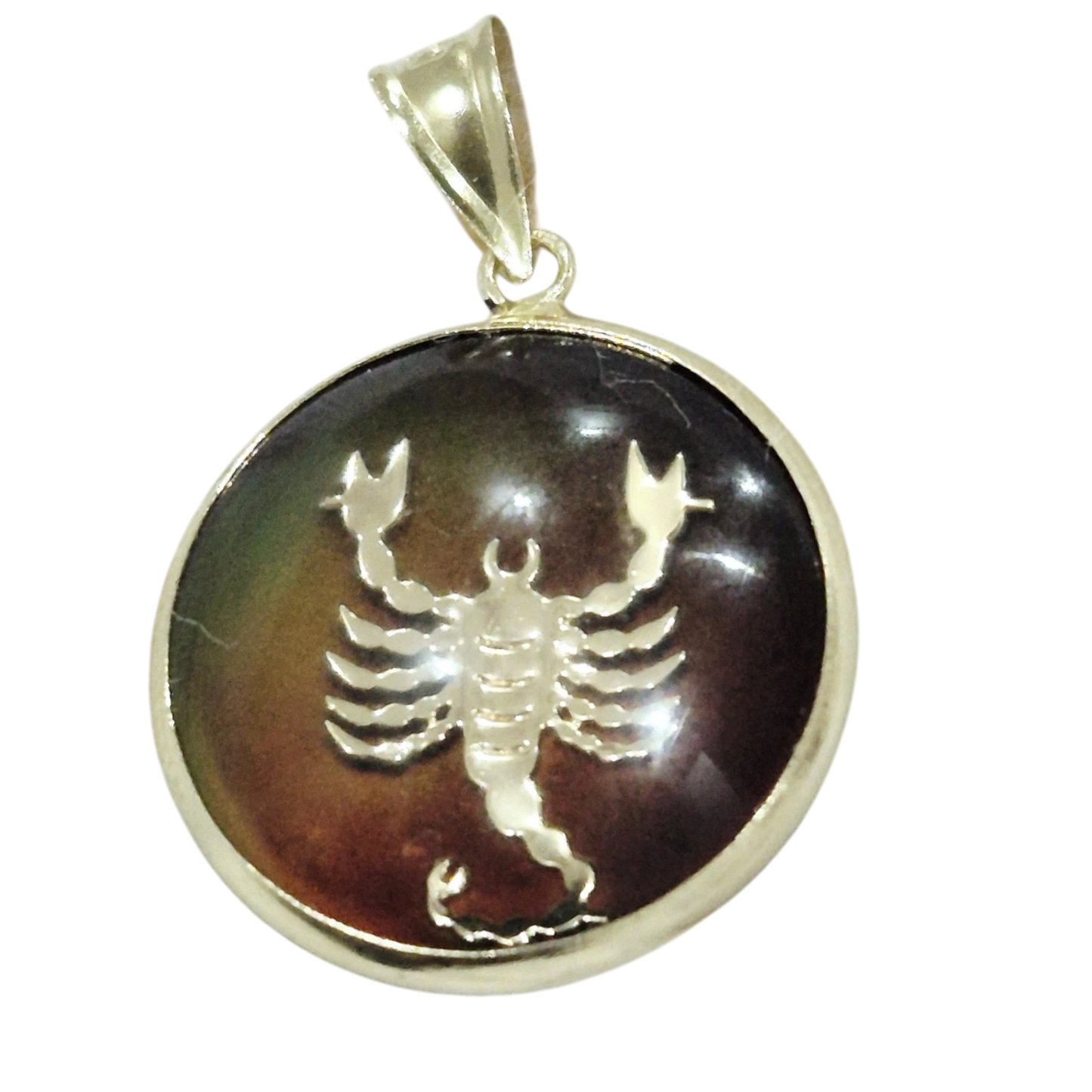 14K Scorpio Gold Zodiac Pendant | Changing Color Mood Stone | Qutahia Jewelry