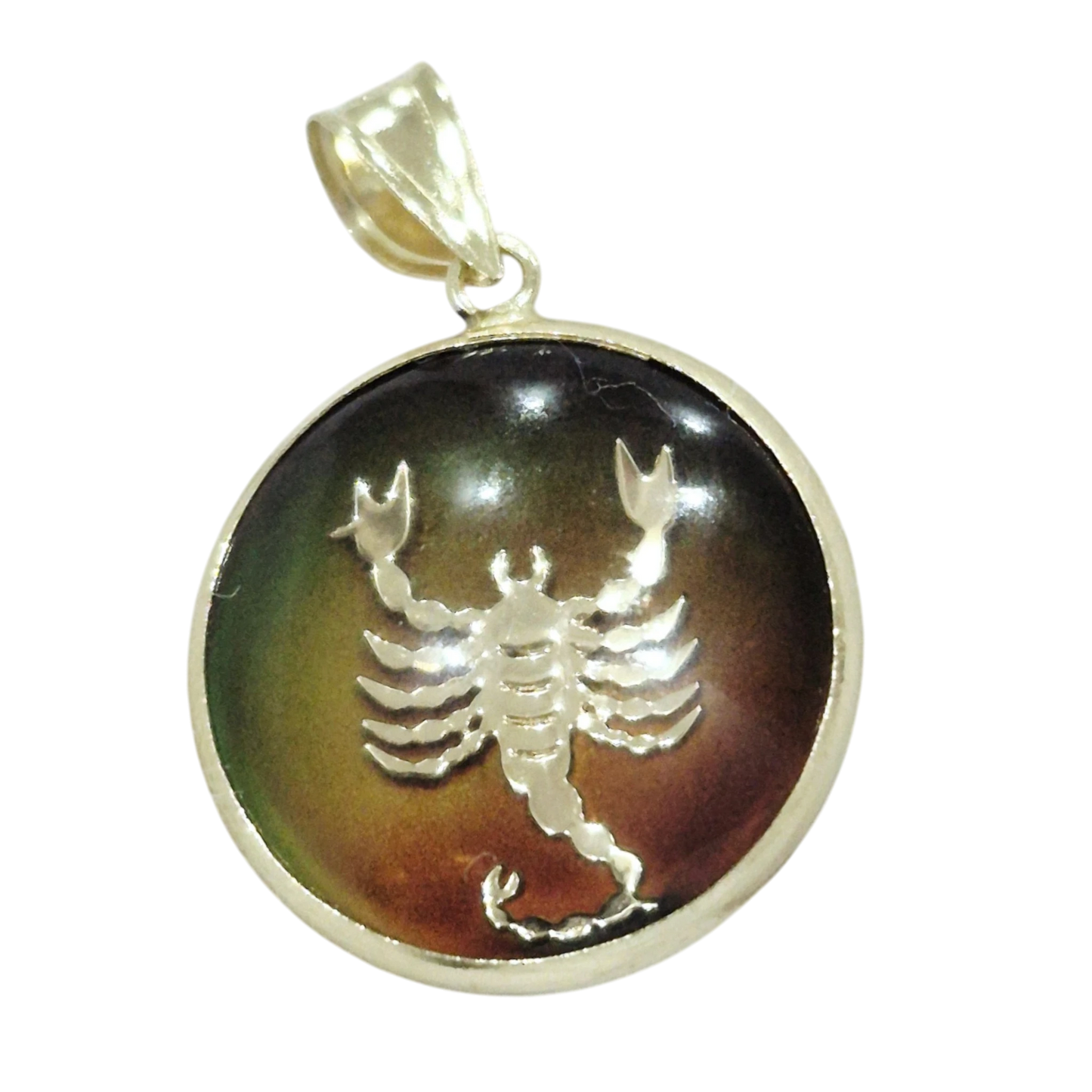 14K Scorpio Gold Zodiac Pendant | Changing Color Mood Stone | Qutahia Jewelry