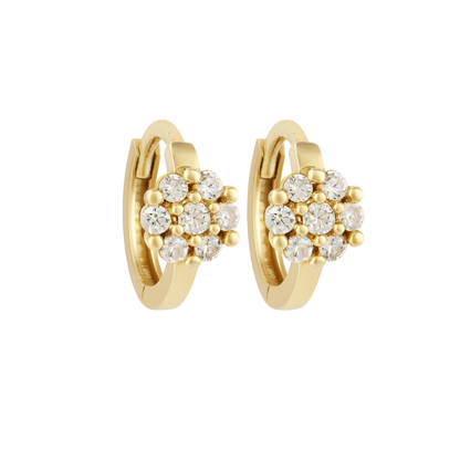 14K Gold Floral Gemstone Hoop Earrings – Qutahia Jewellery