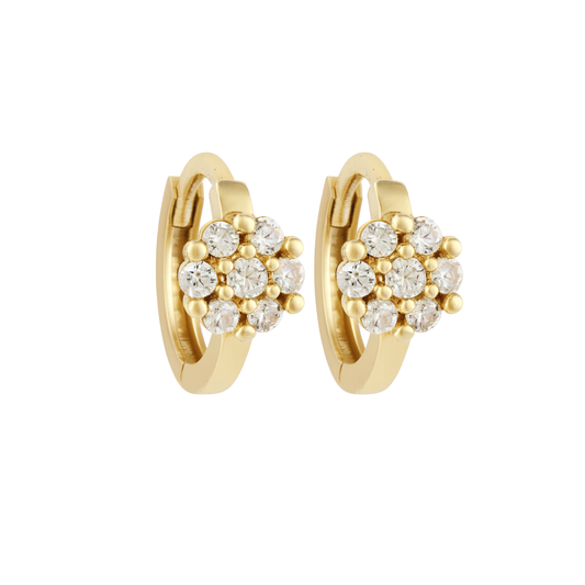 14K Gold Floral Gemstone Hoop Earrings – Qutahia Jewellery