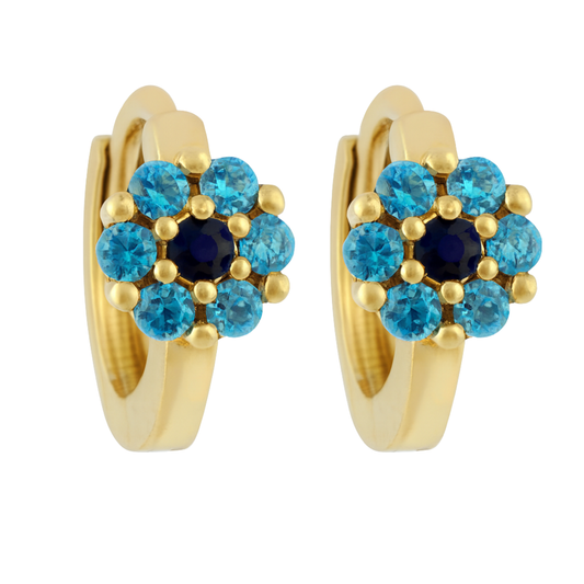 14K Gold Floral Gemstone Hoop Earrings – Qutahia Jewellery