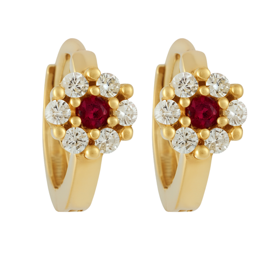14K Gold Floral Gemstone Hoop Earrings – Qutahia Jewellery