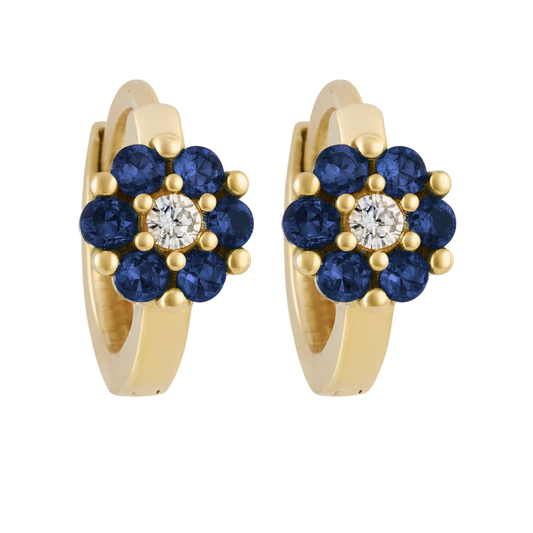 14K Gold Floral Gemstone Hoop Earrings – Qutahia Jewellery
