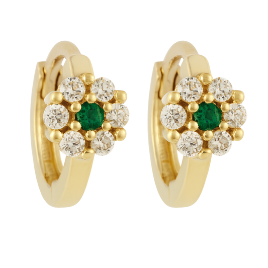 14K Gold Floral Gemstone Hoop Earrings – Qutahia Jewellery