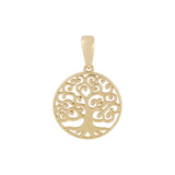 Solid 14k tree of life pendant with detailed branches by Qutahia Jewellery