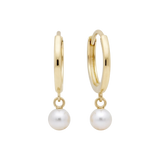 Hypoallergenic 14k Gold Earrings Huggies with Solitaire Gemstones for Women by Qutahia Jewelry.