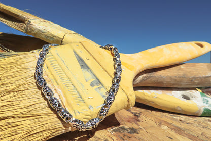 Gents Silver Bracelet | Solid Sterling Silver Chunky Link Design | Qutahia Jewellery