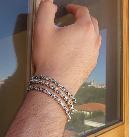 Gents Silver Bracelet | Solid Sterling Silver Chunky Link Design | Qutahia Jewellery