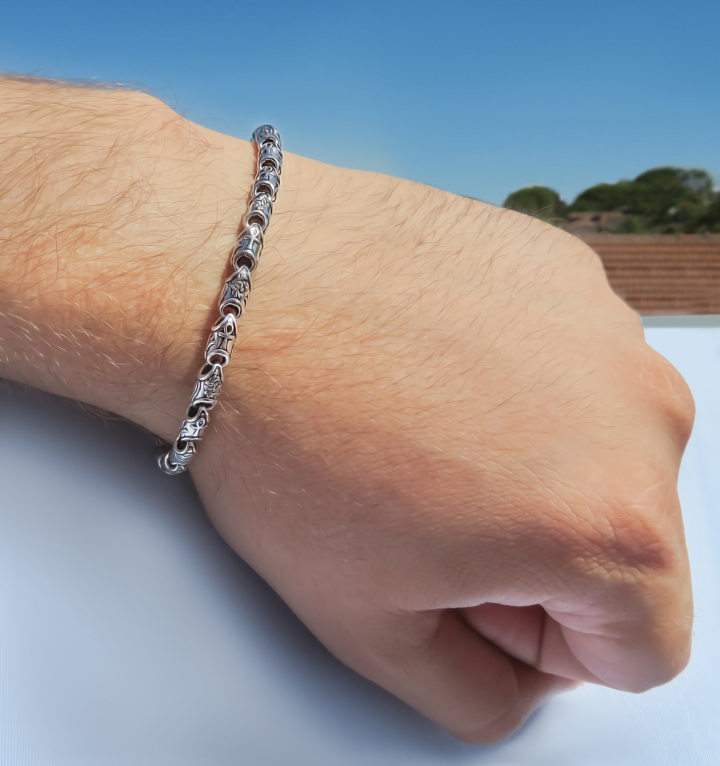 Gents Silver Bracelet in 925 sterling silver by Qutahia Jewellery.