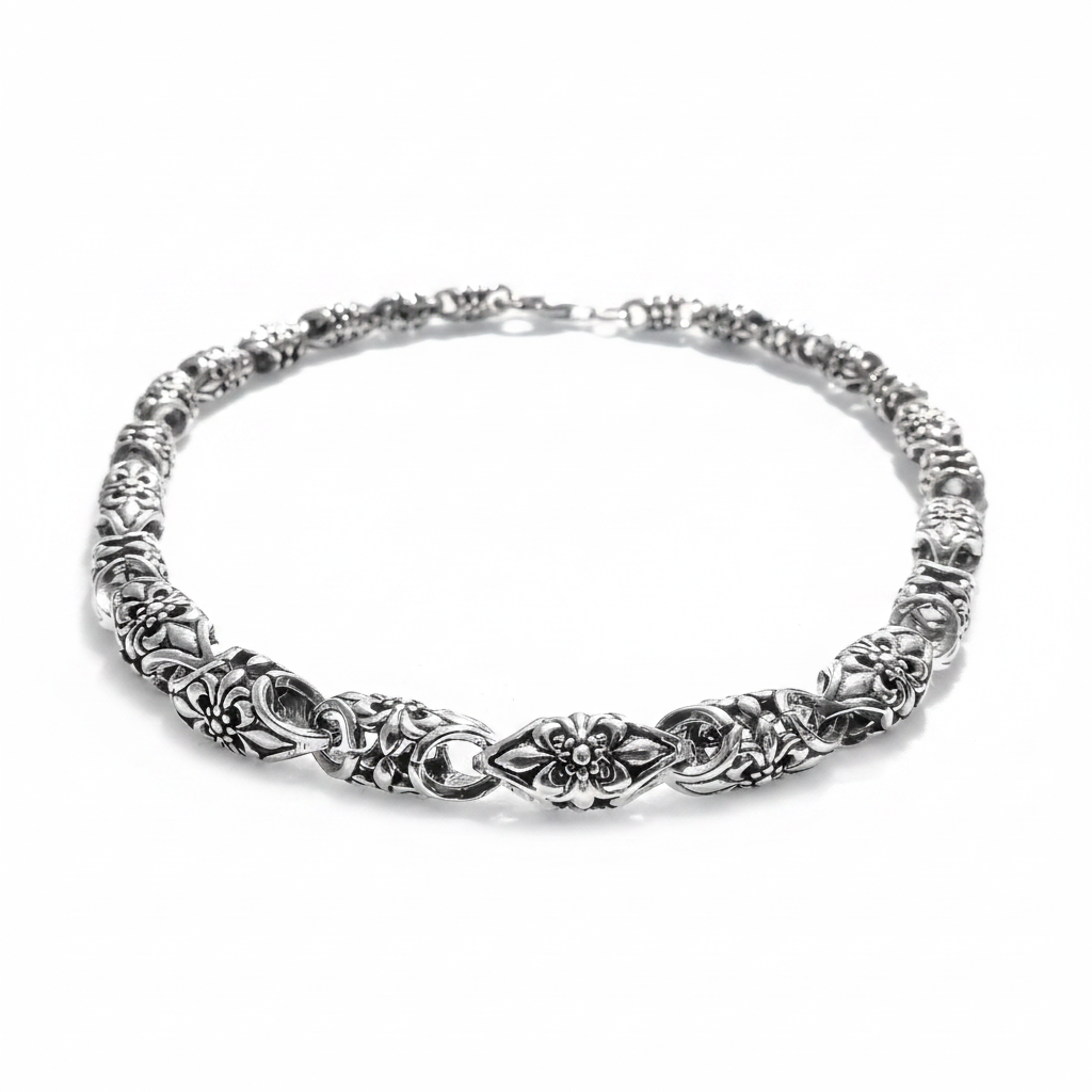 Gents Silver Bracelet | Solid Sterling Silver Chunky Link Design | Qutahia Jewellery