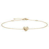 14k solid gold puffy heart bracelet gold charm by Qutahia Jewelry
