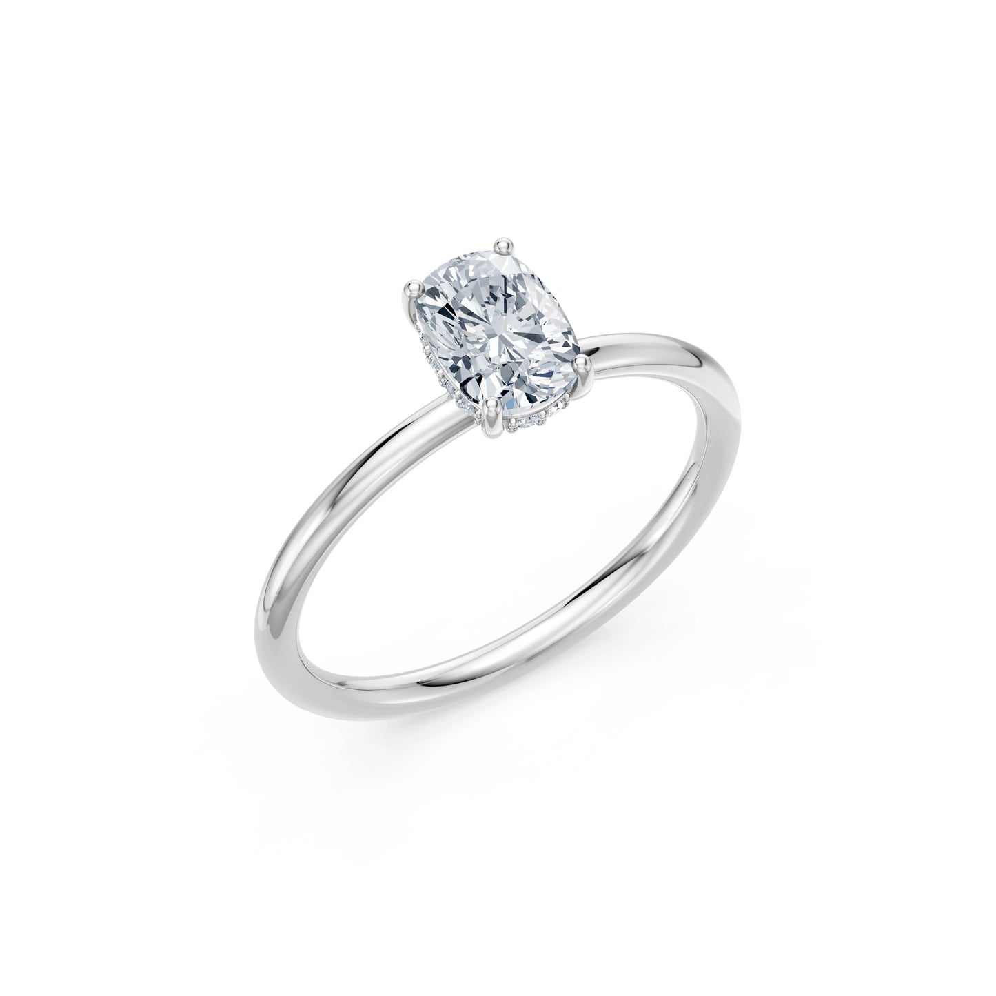 Cushion Lab Grown Diamond Micro Pave Engagement Ring 1.0ct by Qutahia Jewellery