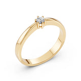 Solitaire Diamond Ring Round 0.1ct by Qutahia Jewellery
