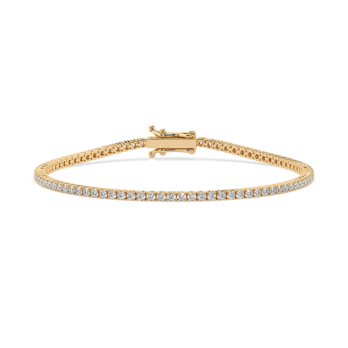 14k gold tennis bracelet 1.8ct with round diamonds, view 4, by Qutahia Jewelry
