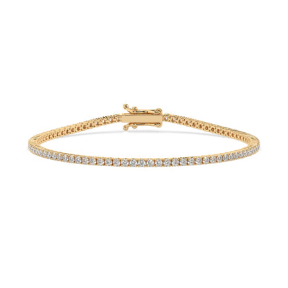 14k gold tennis bracelet 1.8ct with round diamonds, view 4, by Qutahia Jewelry