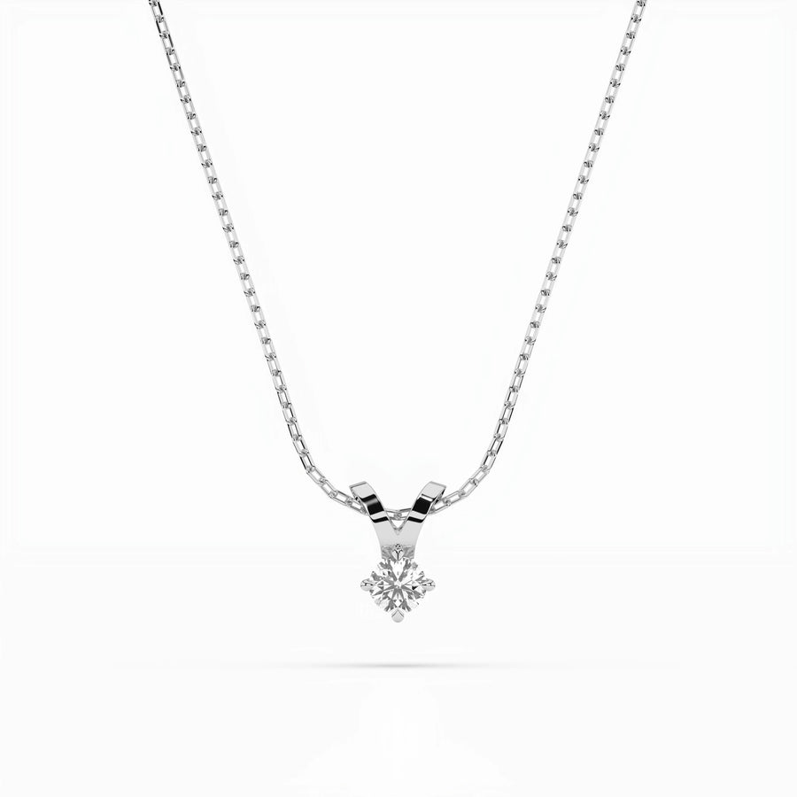 Diamond Pendant Necklace Round 0.1ct by Qutahia Jewellery