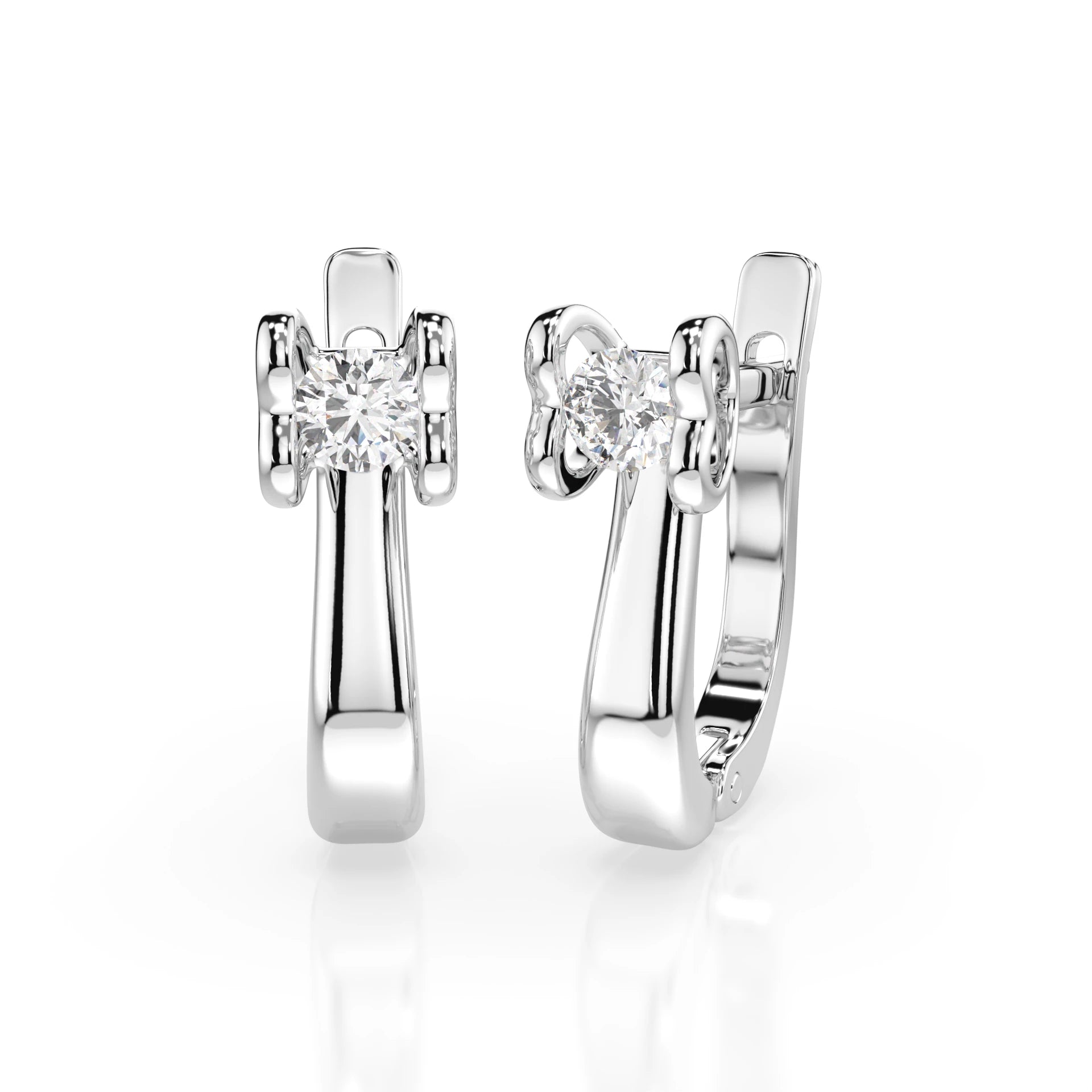 Solitaire English Lock Earring (Round), 0.2 ct — 102-10013(3.0)