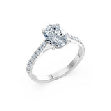 Oval Lab Grown Diamond Slim Pave Eternity Ring 1.5ct by Qutahia Jewellery
