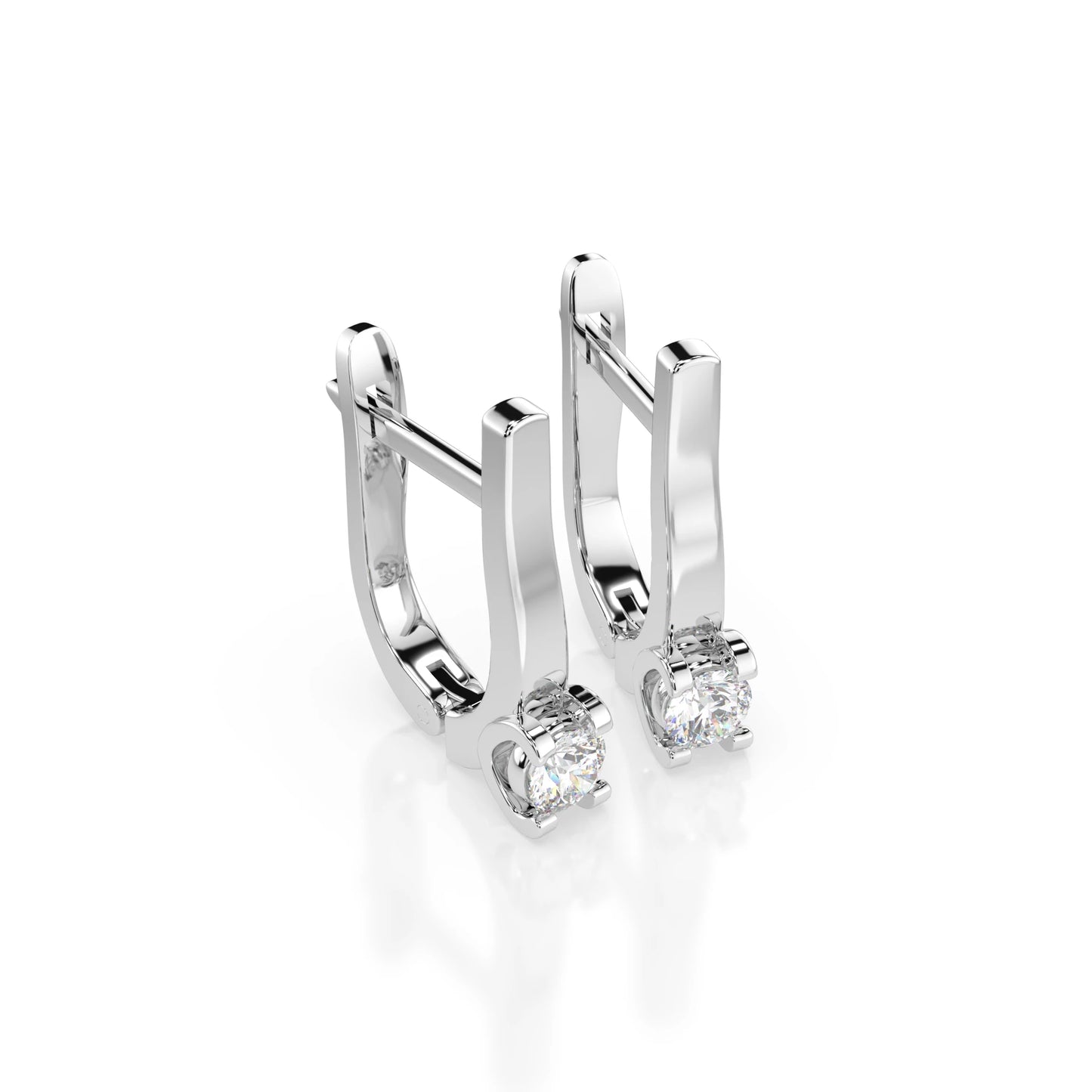 Solitaire English Lock Earring (Round), 0.2 ct — 102-10022(3.0)