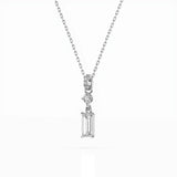 Diamond Pendant Necklace Baguette 0.04ct by Qutahia Jewellery