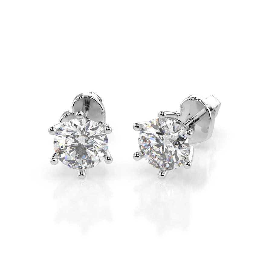 Diamond Stud Earrings Round 0.8ct by Qutahia Jewellery