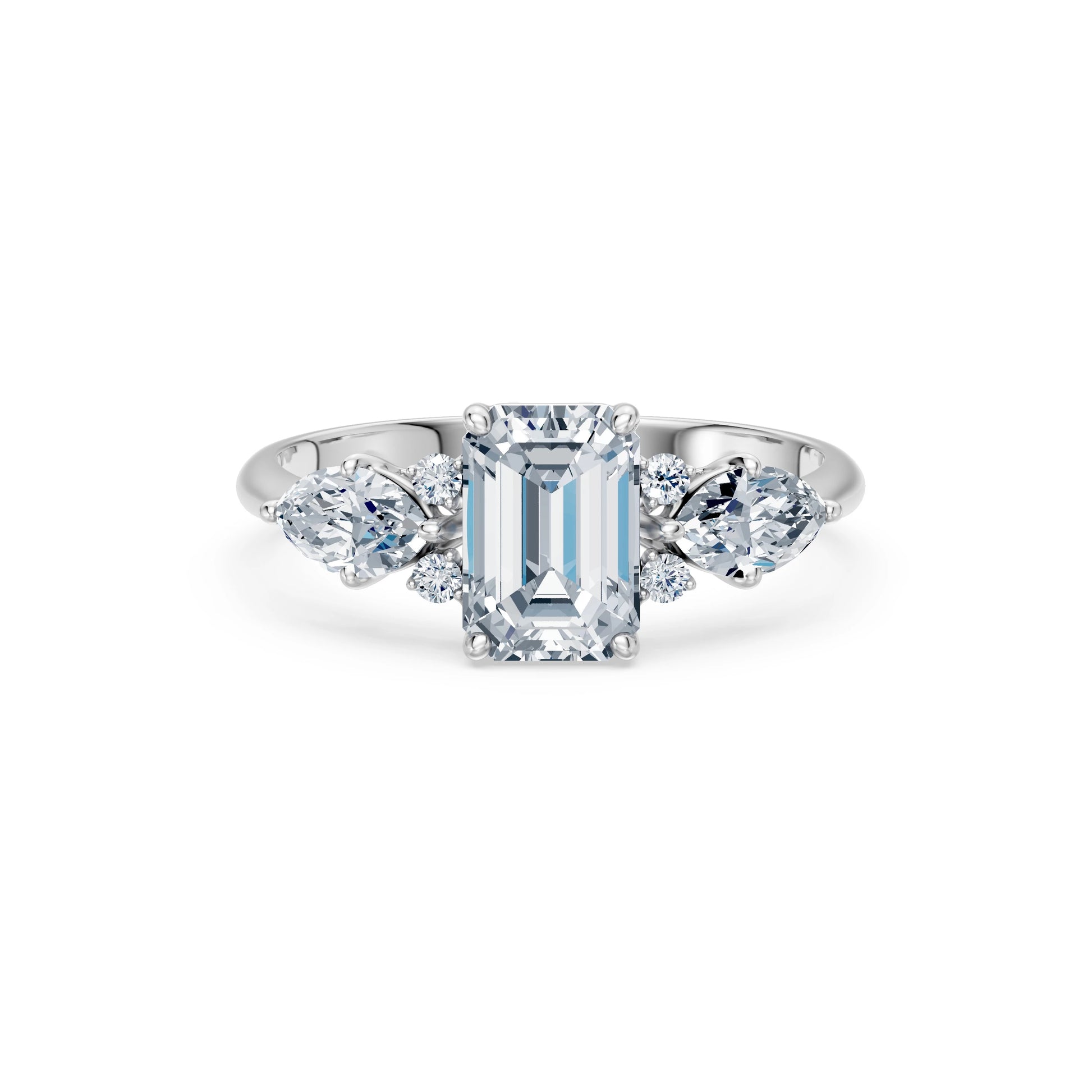 Emerald Lab Grown Diamond Side Stone Eternity Ring 1.5ct by Qutahia Jewellery