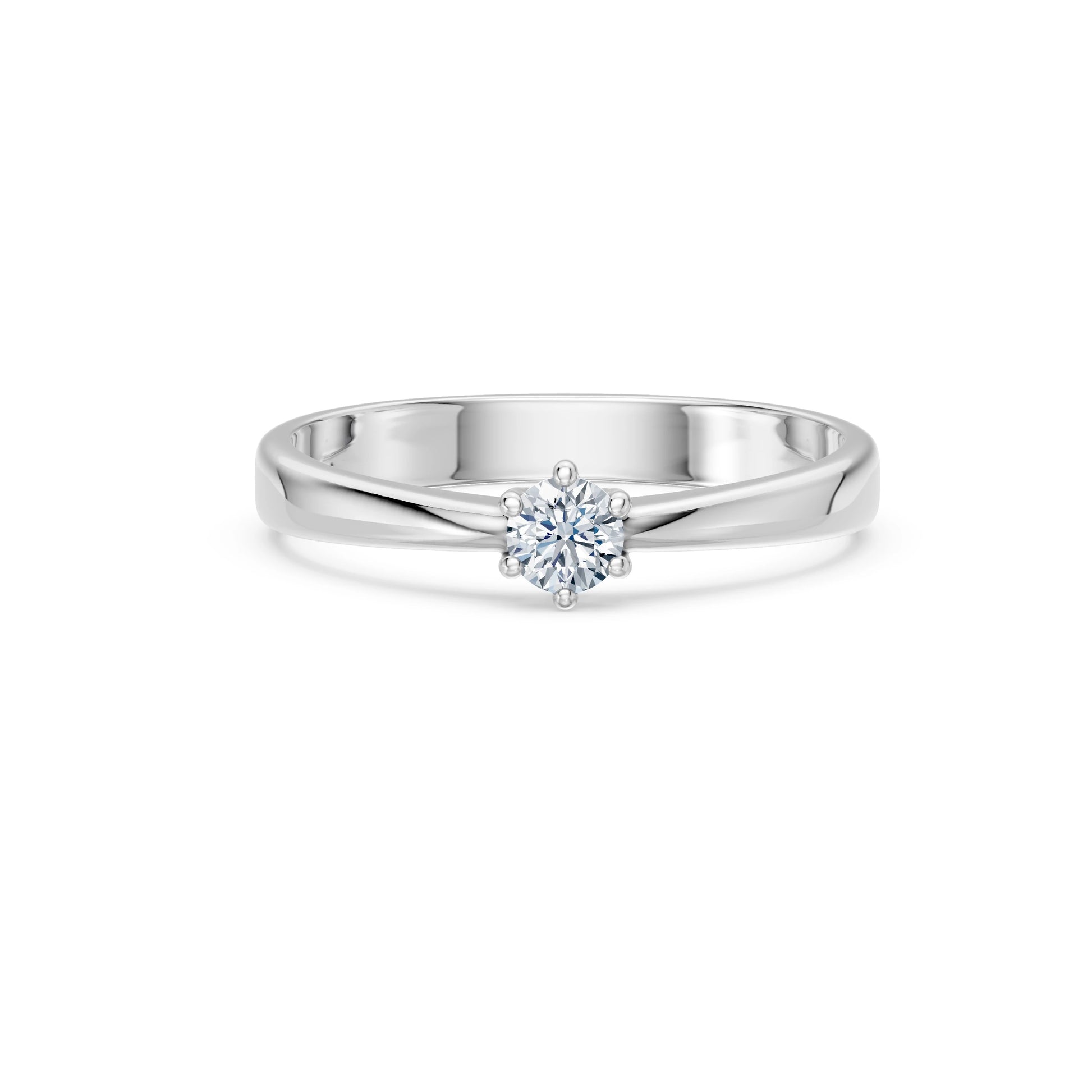 Round Brilliant Diamond Classic Solitaire Engagement Ring 0.2ct by Qutahia Jewellery
