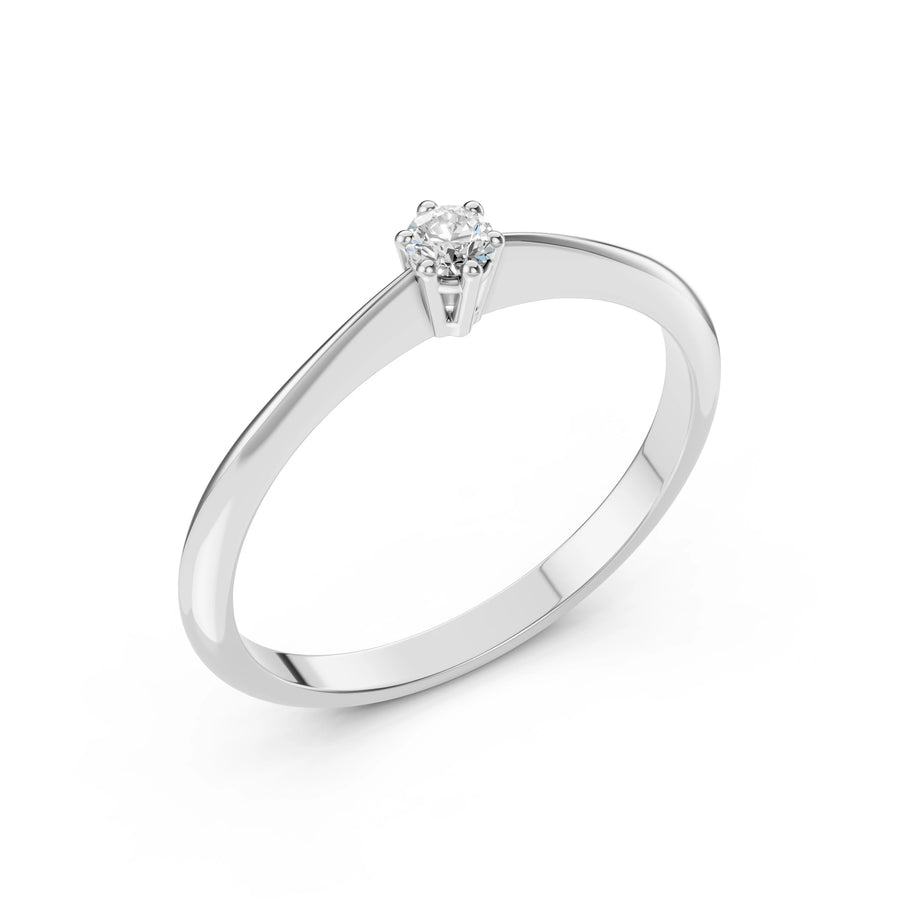 Solitaire Diamond Ring Round 0.15ct by Qutahia Jewellery