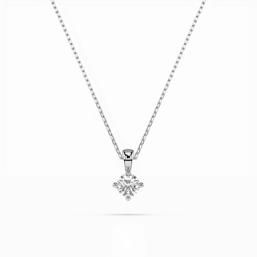 Diamond Pendant Necklace Round 0.1ct by Qutahia Jewellery