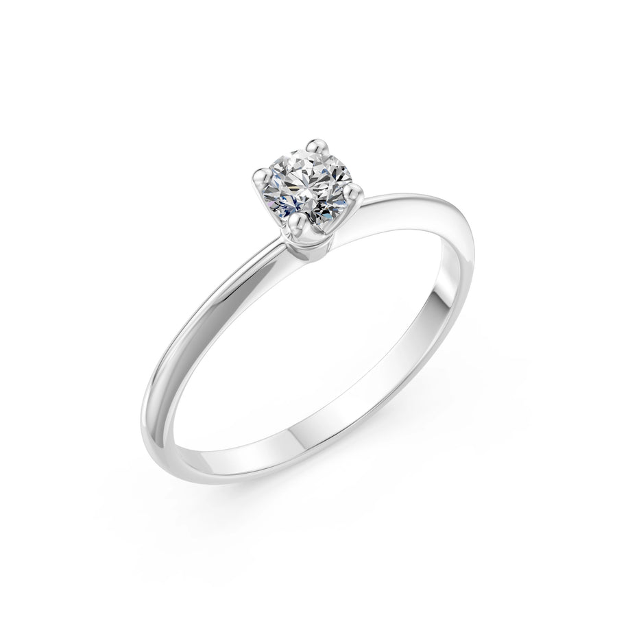 Solitaire Diamond Ring Round Brilliant 0.3ct by Qutahia Jewellery
