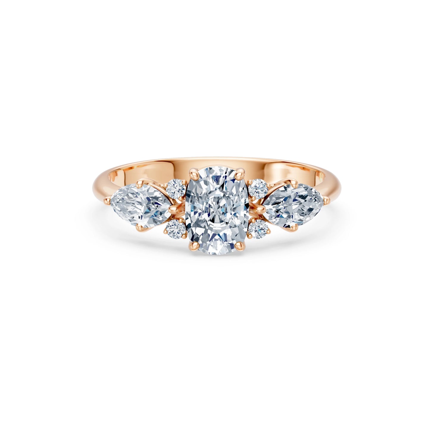 Cushion Lab Grown Diamond Side Stone Eternity Ring 1.0ct by Qutahia Jewellery