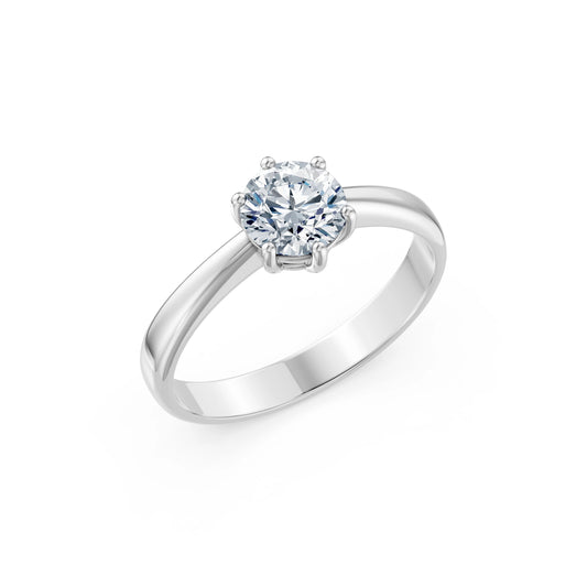 Round Brilliant Diamond Classic Solitaire Engagement Ring 1.0ct by Qutahia Jewellery