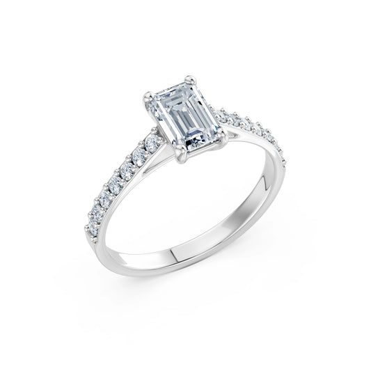 Emerald Lab Grown Diamond Slim Pave Eternity Ring 1.0ct by Qutahia Jewellery