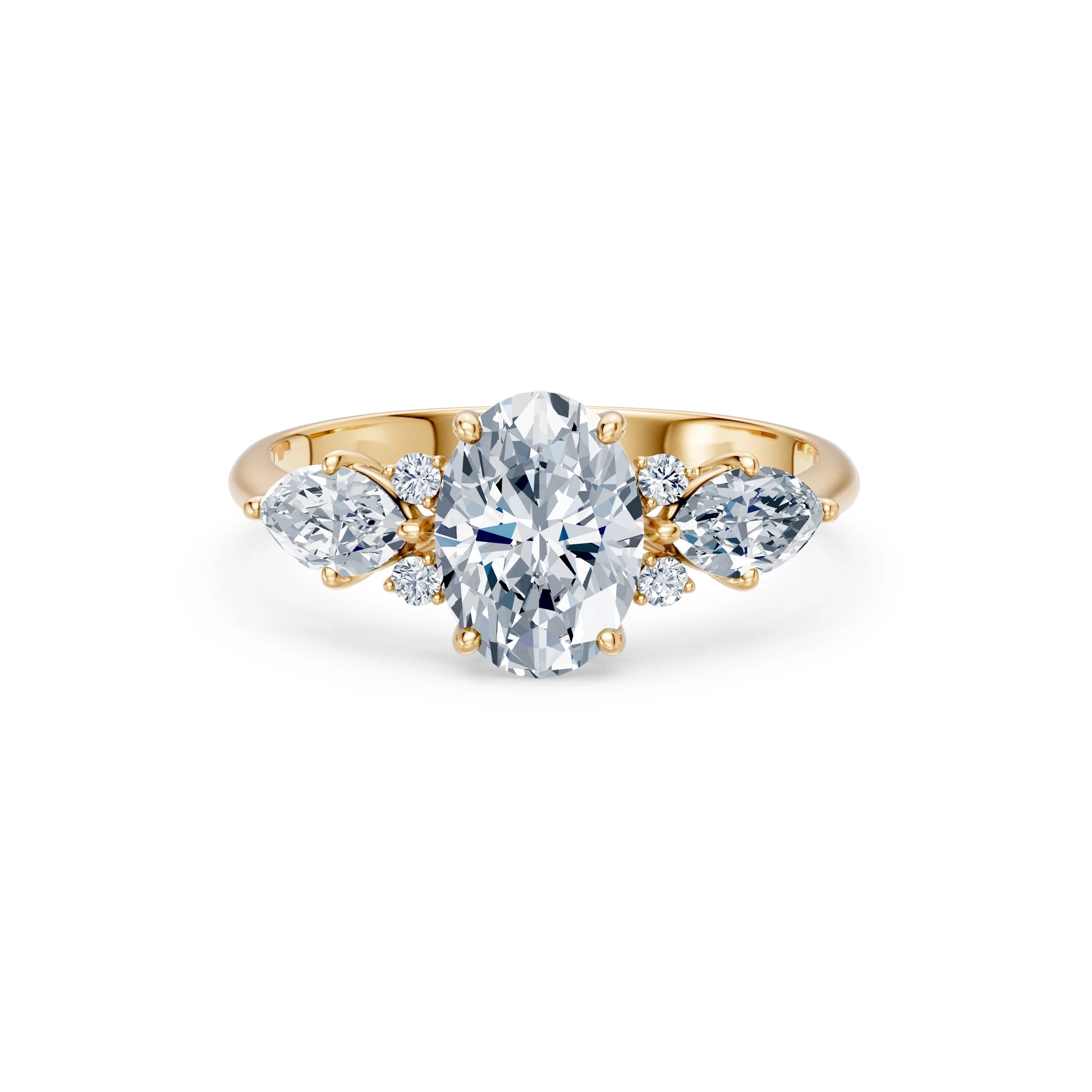 Oval Lab Grown Diamond Side Stone Eternity Ring 1.5ct by Qutahia Jewellery