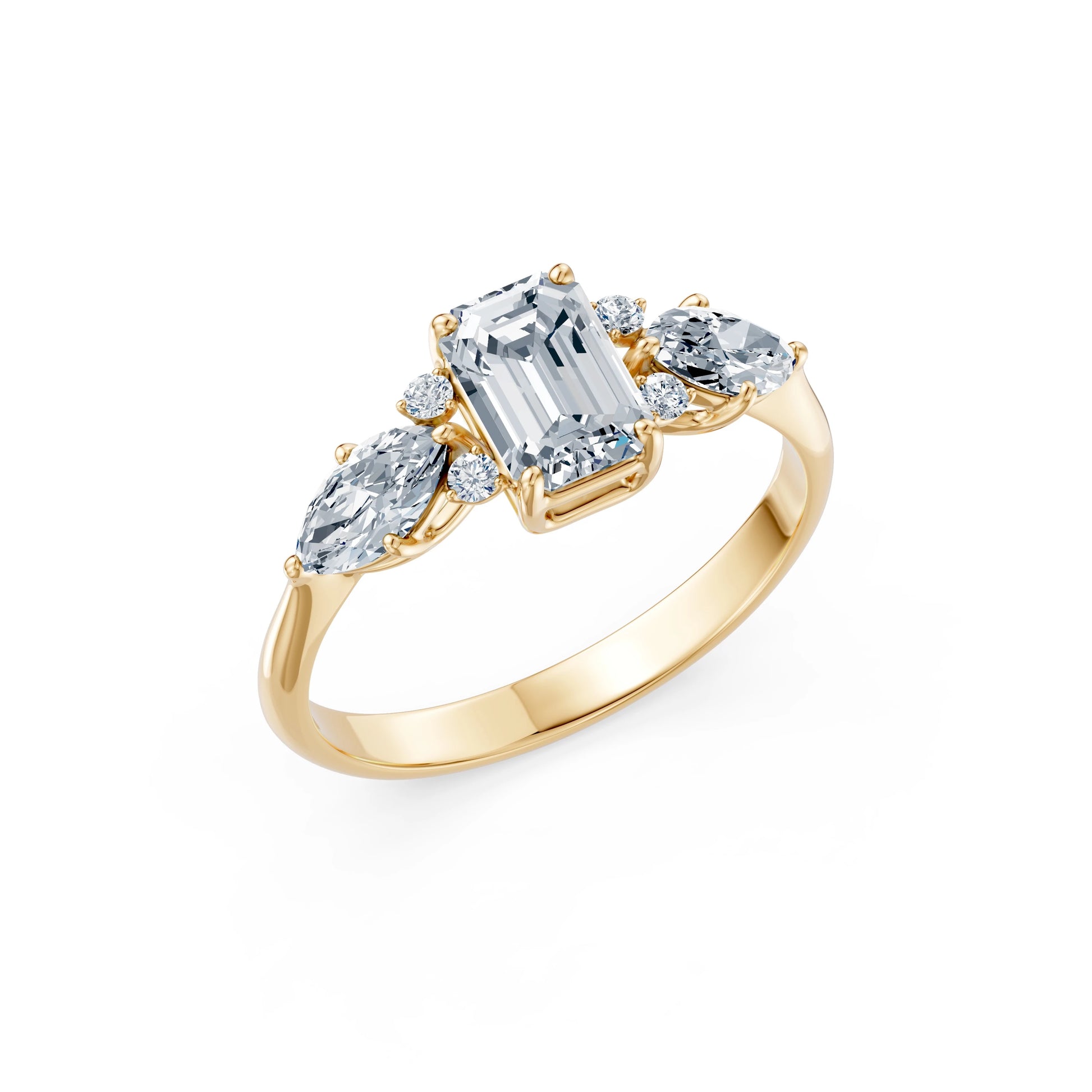 Emerald Lab Grown Diamond Side Stone Eternity Ring 1.0ct by Qutahia Jewellery
