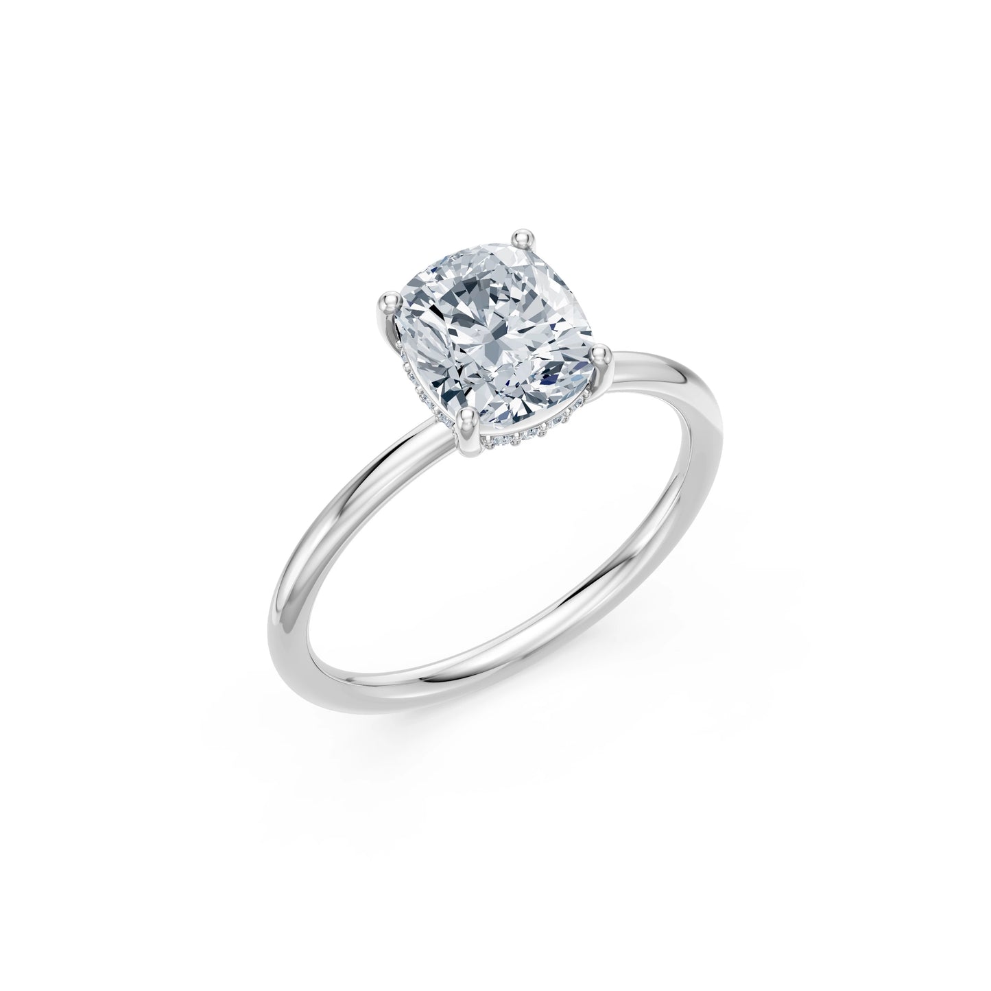 Cushion Lab Grown Diamond Micro Pave Engagement Ring 2.0ct by Qutahia Jewellery